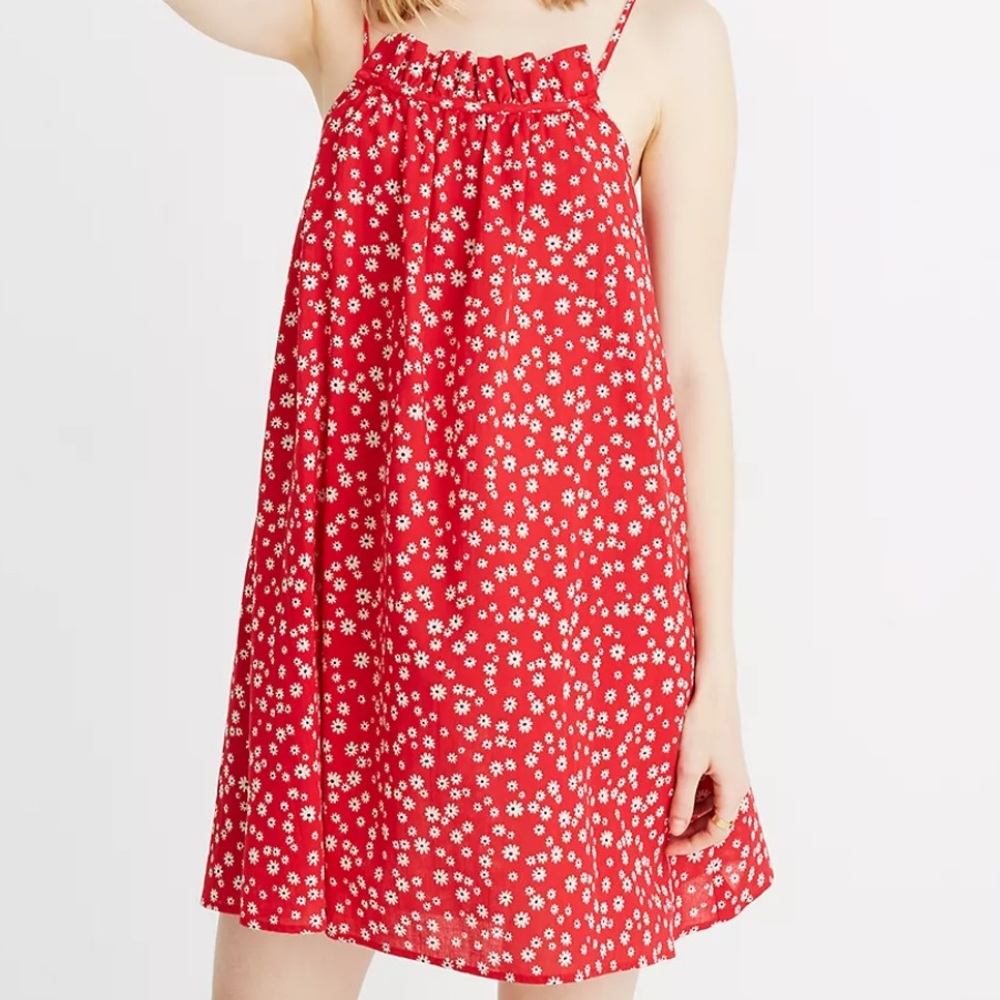 Madewell Ruffle-Neck Cover-Up Mini Dress